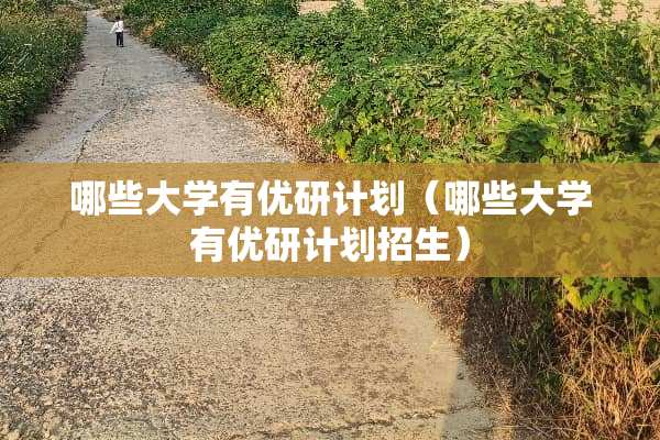 哪些大学有优研计划（哪些大学有优研计划招生）