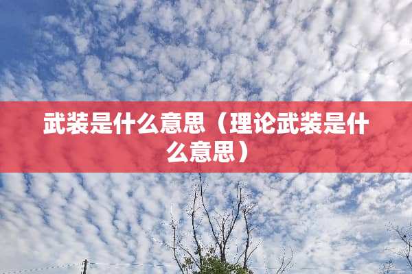 武装是什么意思（理论武装是什么意思）