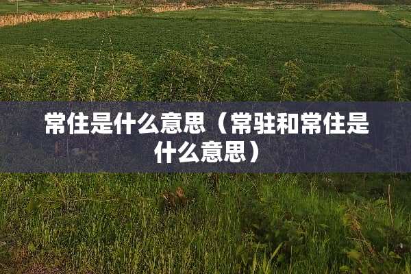 常住是什么意思（常驻和常住是什么意思）