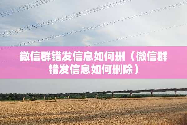 微信群错发信息如何删（微信群错发信息如何删除）