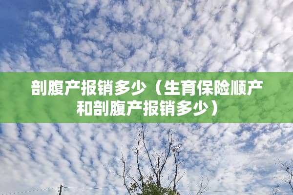 剖腹产报销多少（生育保险顺产和剖腹产报销多少）