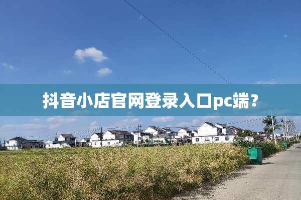 抖音小店官网登录入口pc端？