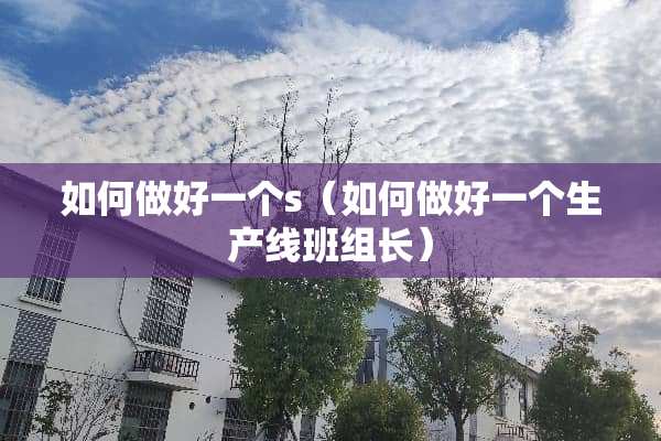如何做好一个s（如何做好一个生产线班组长）