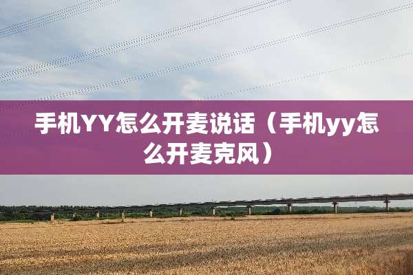 手机YY怎么开麦说话（手机yy怎么开麦克风）
