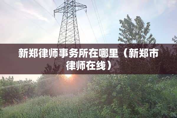 新郑律师事务所在哪里（新郑市律师在线）
