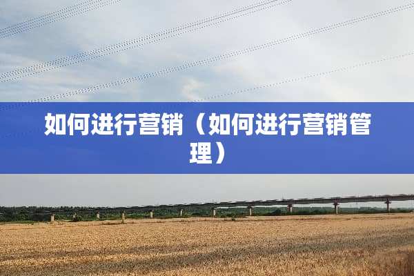 如何进行营销（如何进行营销管理）