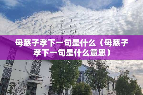 母慈子孝下一句是什么（母慈子孝下一句是什么意思）