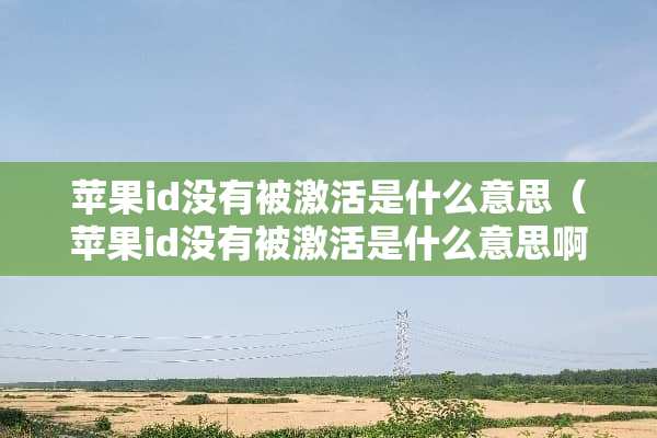 苹果id没有被激活是什么意思（苹果id没有被激活是什么意思啊）