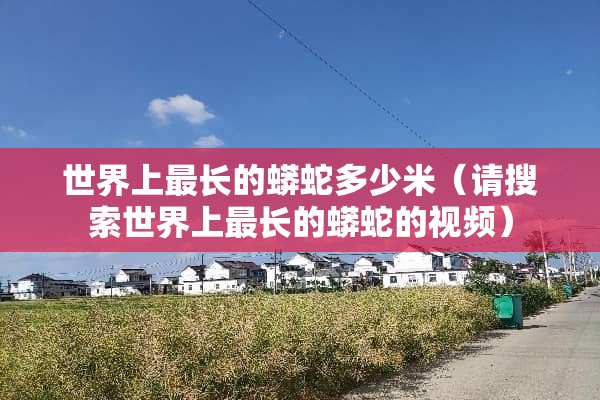 世界上最长的蟒蛇多少米（请搜索世界上最长的蟒蛇的视频）