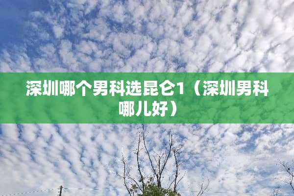 深圳哪个男科选昆仑1（深圳男科哪儿好）