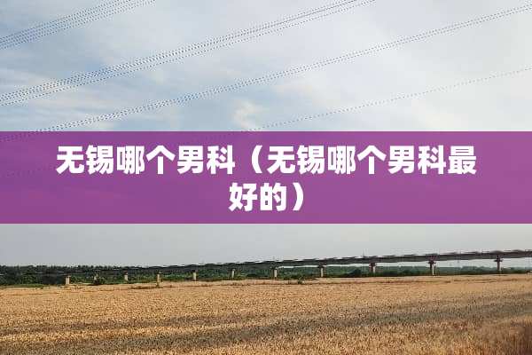 无锡哪个男科（无锡哪个男科最好的）