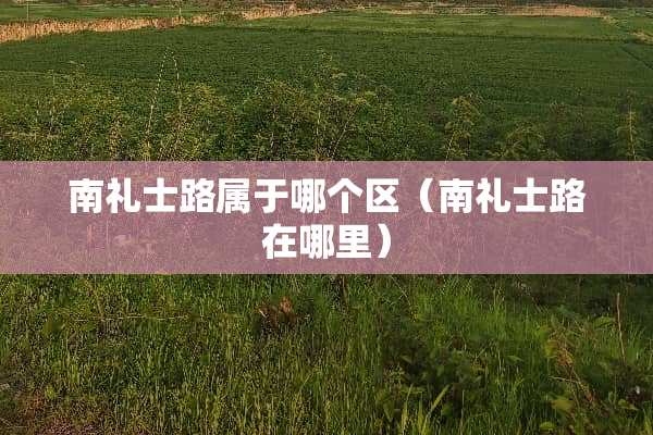 南礼士路属于哪个区（南礼士路在哪里）