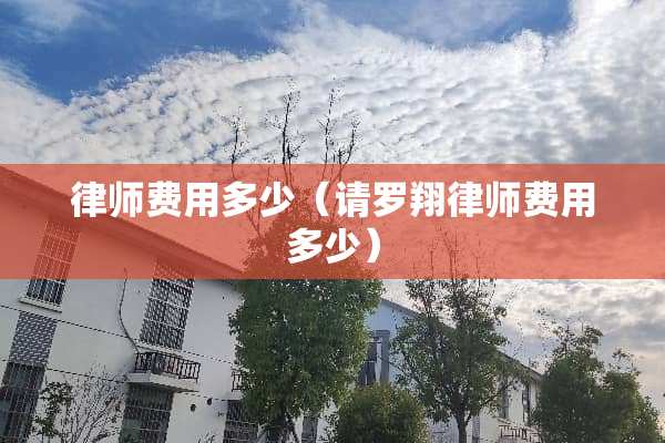 律师费用多少（请罗翔律师费用多少）