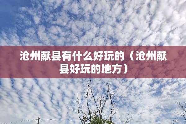 沧州献县有什么好玩的（沧州献县好玩的地方）