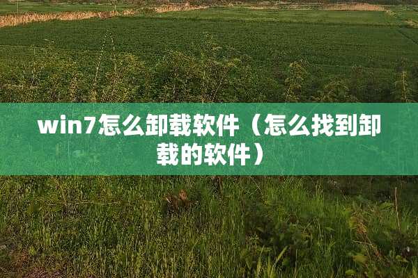 win7怎么卸载软件（怎么找到卸载的软件）