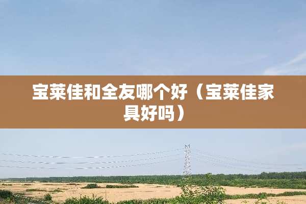 宝莱佳和全友哪个好（宝莱佳家具好吗）