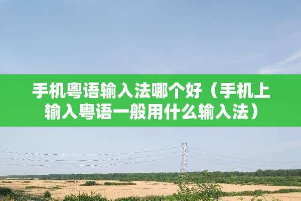 手机粤语输入法哪个好（手机上输入粤语一般用什么输入法）