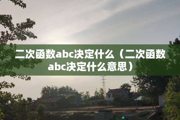 二次函数abc决定什么（二次函数abc决定什么意思）