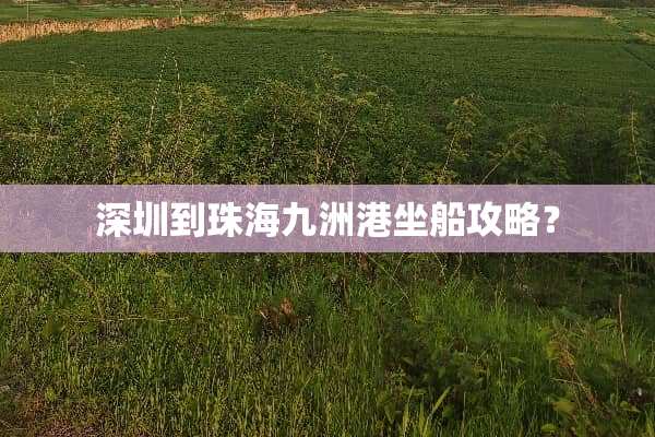 深圳到珠海九洲港坐船攻略？