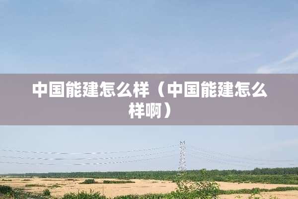 中国能建怎么样（中国能建怎么样啊）
