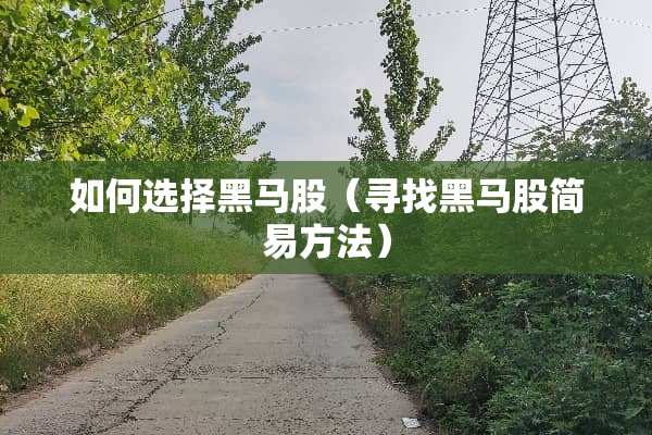 如何选择黑马股（寻找黑马股简易方法）