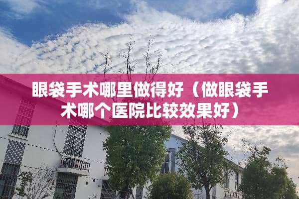 眼袋手术哪里做得好（做眼袋手术哪个医院比较效果好）
