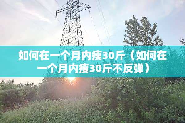 如何在一个月内瘦30斤（如何在一个月内瘦30斤不反弹）