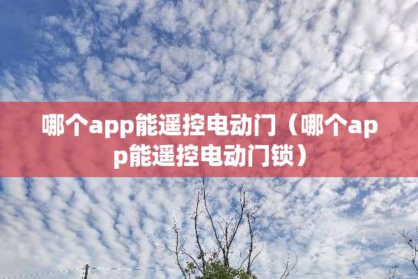 哪个app能遥控电动门（哪个app能遥控电动门锁）