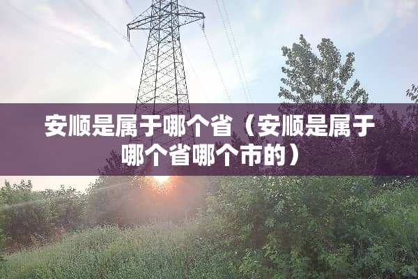 安顺是属于哪个省（安顺是属于哪个省哪个市的）