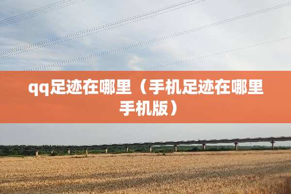 qq足迹在哪里（手机足迹在哪里 手机版）