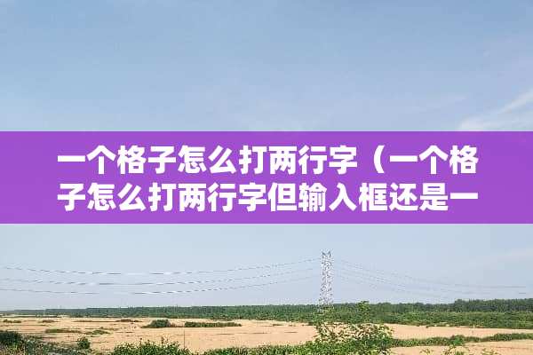 一个格子怎么打两行字（一个格子怎么打两行字但输入框还是一行）