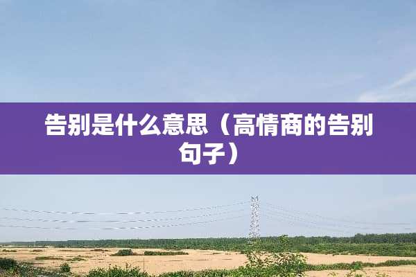 告别是什么意思（高情商的告别句子）