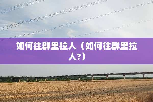 如何往群里拉人（如何往群里拉人?）