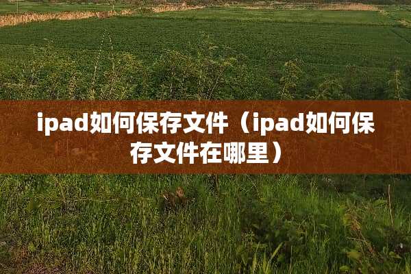 ipad如何保存文件（ipad如何保存文件在哪里）