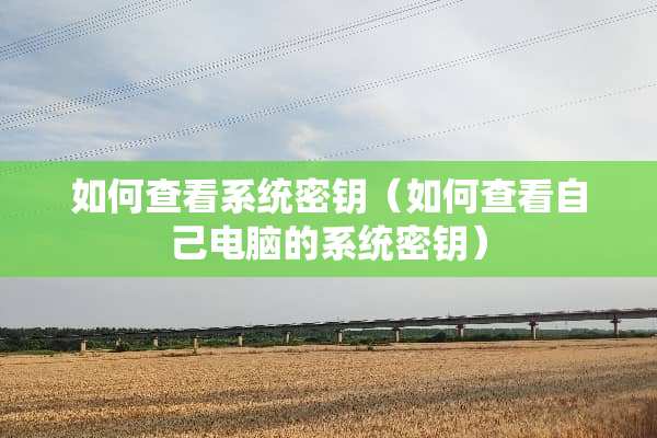 如何查看系统密钥（如何查看自己电脑的系统密钥）