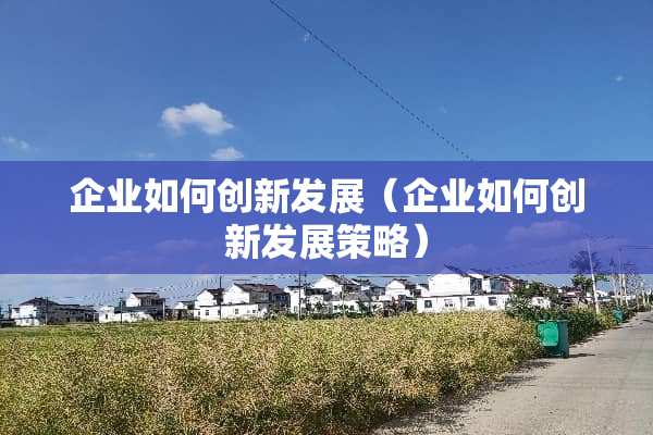 企业如何创新发展（企业如何创新发展策略）