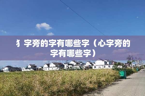 犭字旁的字有哪些字（心字旁的字有哪些字）