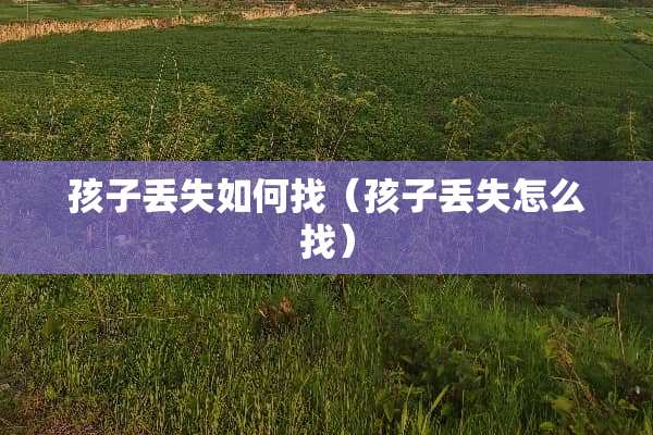 孩子丢失如何找（孩子丢失怎么找）