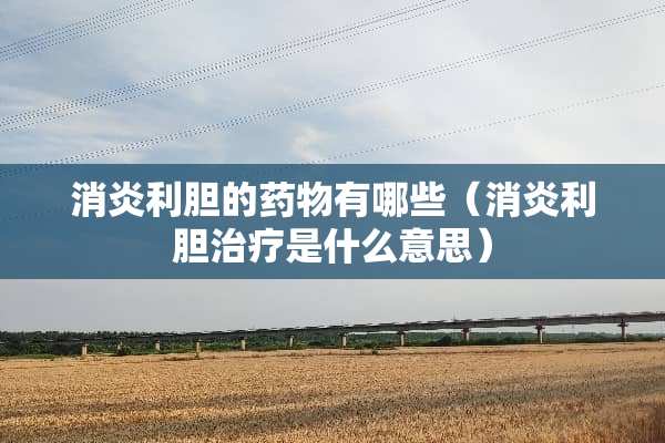 消炎利胆的药物有哪些（消炎利胆治疗是什么意思）