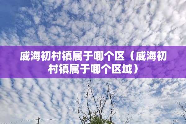 威海初村镇属于哪个区（威海初村镇属于哪个区域）