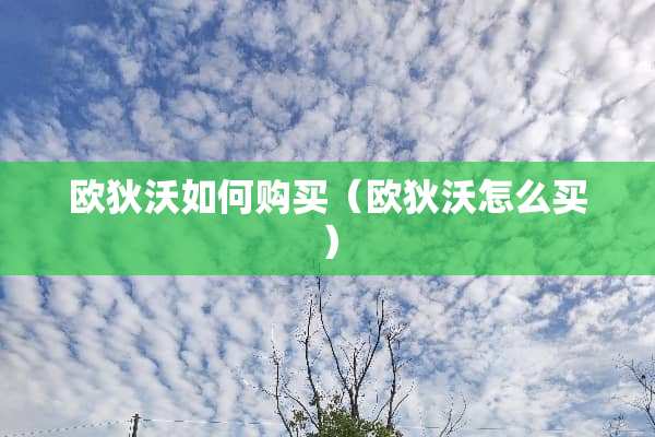 欧狄沃如何购买（欧狄沃怎么买）