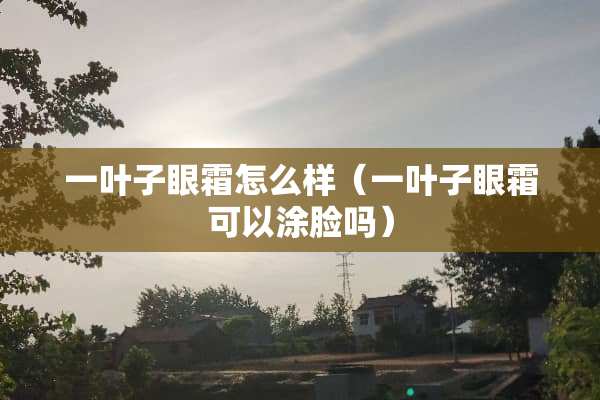 一叶子眼霜怎么样（一叶子眼霜可以涂脸吗）