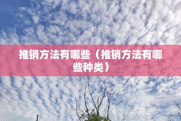 推销方法有哪些（推销方法有哪些种类）