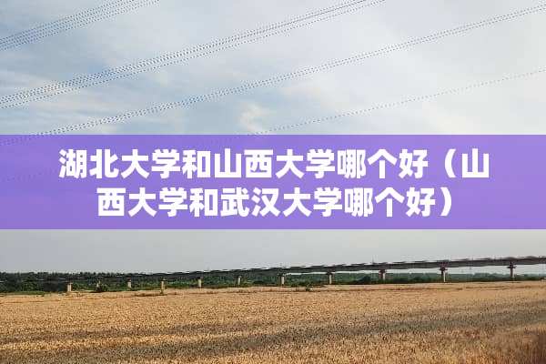 湖北大学和山西大学哪个好（山西大学和武汉大学哪个好）