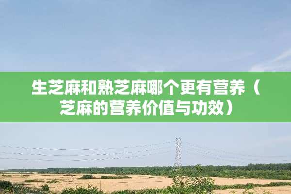 生芝麻和熟芝麻哪个更有营养（芝麻的营养价值与功效）