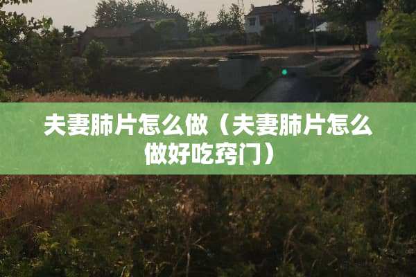 夫妻肺片怎么做（夫妻肺片怎么做好吃窍门）