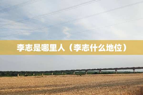 李志是哪里人（李志什么地位）