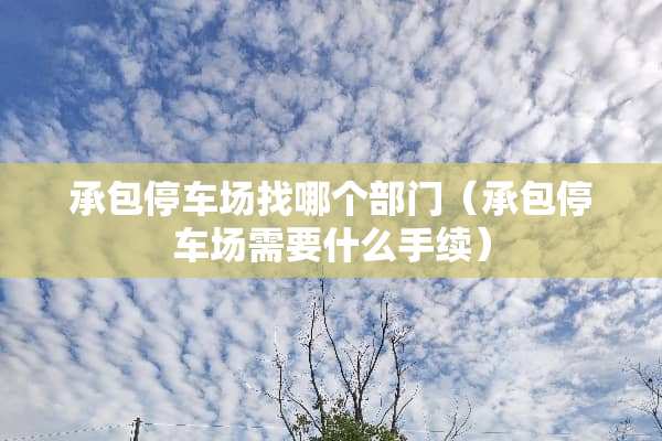 承包停车场找哪个部门（承包停车场需要什么手续）