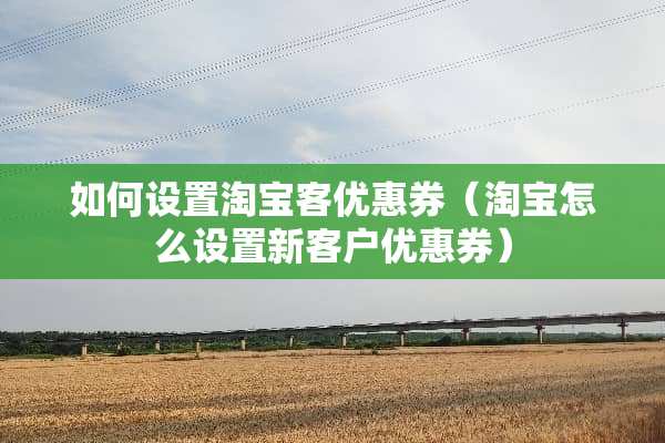 如何设置淘宝客优惠券（淘宝怎么设置新客户优惠券）