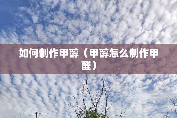 如何制作甲醇（甲醇怎么制作甲醛）